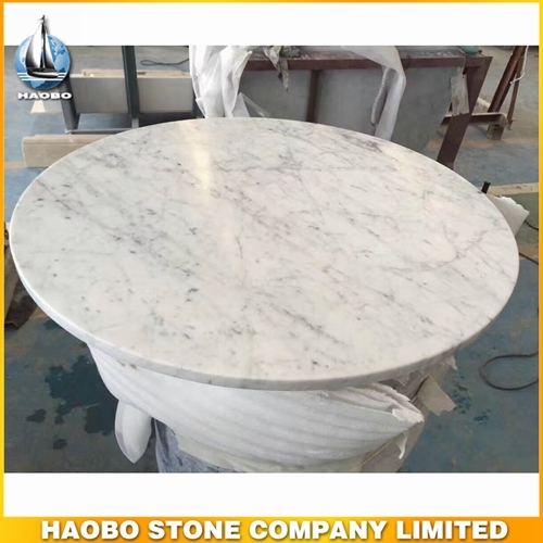 Round Carrara White Marble Stone Kitchen Table Top