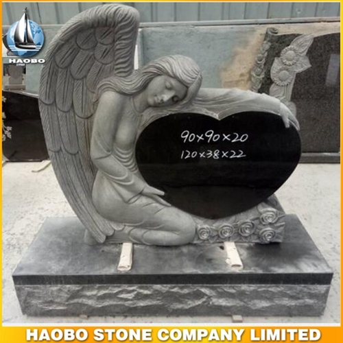Carved Rose Heart Shaped Angel Monuments