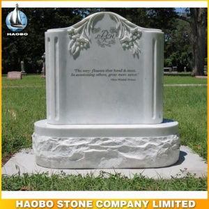 Column Style White Marble Carved Lily Memorials